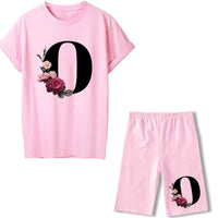 Women Two Piec Set Letter T Shirts And Shorts Set Summer Short Sleeve Tracksuit Joggers Biker Sports Suit Sexy Outfit For Female