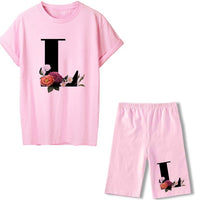 Women Two Piec Set Letter T Shirts And Shorts Set Summer Short Sleeve Tracksuit Joggers Biker Sports Suit Sexy Outfit For Female