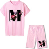 Women Two Piec Set Letter T Shirts And Shorts Set Summer Short Sleeve Tracksuit Joggers Biker Sports Suit Sexy Outfit For Female