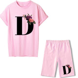 Women Two Piec Set Letter T Shirts And Shorts Set Summer Short Sleeve Tracksuit Joggers Biker Sports Suit Sexy Outfit For Female