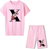 Women Two Piec Set Letter T Shirts And Shorts Set Summer Short Sleeve Tracksuit Joggers Biker Sports Suit Sexy Outfit For Female