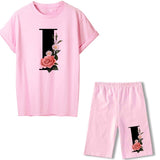 Women Two Piec Set Letter T Shirts And Shorts Set Summer Short Sleeve Tracksuit Joggers Biker Sports Suit Sexy Outfit For Female