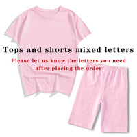 Women Two Piec Set Letter T Shirts And Shorts Set Summer Short Sleeve Tracksuit Joggers Biker Sports Suit Sexy Outfit For Female