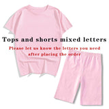 Women Two Piec Set Letter T Shirts And Shorts Set Summer Short Sleeve Tracksuit Joggers Biker Sports Suit Sexy Outfit For Female