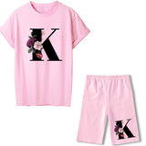 Women Two Piec Set Letter T Shirts And Shorts Set Summer Short Sleeve Tracksuit Joggers Biker Sports Suit Sexy Outfit For Female