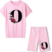 Women Two Piec Set Letter T Shirts And Shorts Set Summer Short Sleeve Tracksuit Joggers Biker Sports Suit Sexy Outfit For Female