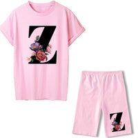 Women Two Piec Set Letter T Shirts And Shorts Set Summer Short Sleeve Tracksuit Joggers Biker Sports Suit Sexy Outfit For Female