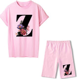 Women Two Piec Set Letter T Shirts And Shorts Set Summer Short Sleeve Tracksuit Joggers Biker Sports Suit Sexy Outfit For Female