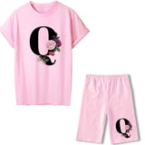 Women Two Piec Set Letter T Shirts And Shorts Set Summer Short Sleeve Tracksuit Joggers Biker Sports Suit Sexy Outfit For Female