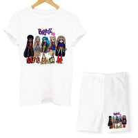 Summer Two Piece Set Bratz T Shirts And Shorts Women Suit Short Sleeve O-neck Casual Joggers Biker Pants Sexy Outfit For Female