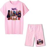 Summer Two Piece Set Bratz T Shirts And Shorts Women Suit Short Sleeve O-neck Casual Joggers Biker Pants Sexy Outfit For Female