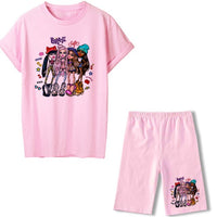 Summer Two Piece Set Bratz T Shirts And Shorts Women Suit Short Sleeve O-neck Casual Joggers Biker Pants Sexy Outfit For Female