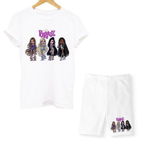 Summer Two Piece Set Bratz T Shirts And Shorts Women Suit Short Sleeve O-neck Casual Joggers Biker Pants Sexy Outfit For Female