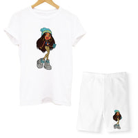 Summer Two Piece Set Bratz T Shirts And Shorts Women Suit Short Sleeve O-neck Casual Joggers Biker Pants Sexy Outfit For Female