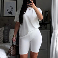 Summer Two Piece Set Bratz T Shirts And Shorts Women Suit Short Sleeve O-neck Casual Joggers Biker Pants Sexy Outfit For Female