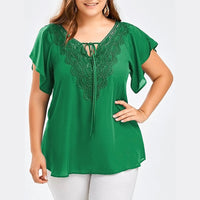 Plegie Plus Size Lace Patchwork Shirt Womens Tops And Blouses Short Sleeve Big Size Blusas Femininas Blusas Mujer De Moda 2020