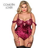 Sexy Rompers for Ladies Floral Lace Patchwork Women Velvet Bodysuit Off Shoulder V Neck Body Femme Sexy With Garter Belt R80604P