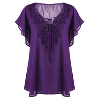 Plegie Plus Size Lace Patchwork Shirt Womens Tops And Blouses Short Sleeve Big Size Blusas Femininas Blusas Mujer De Moda 2020