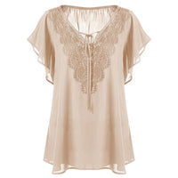 Plegie Plus Size Lace Patchwork Shirt Womens Tops And Blouses Short Sleeve Big Size Blusas Femininas Blusas Mujer De Moda 2020