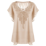 Plegie Plus Size Lace Patchwork Shirt Womens Tops And Blouses Short Sleeve Big Size Blusas Femininas Blusas Mujer De Moda 2020